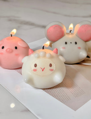 Little Zoo Candle Set of 4 - Hand Painted.