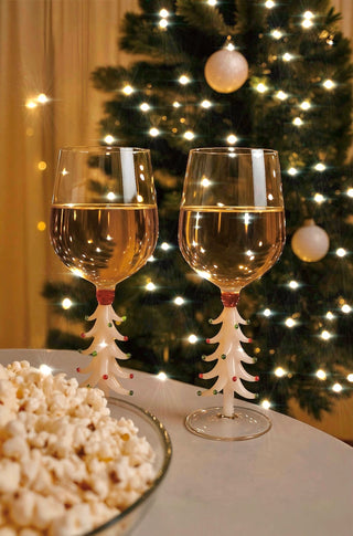 Juego de 2 copas de vino Merry Christmas en color blanco