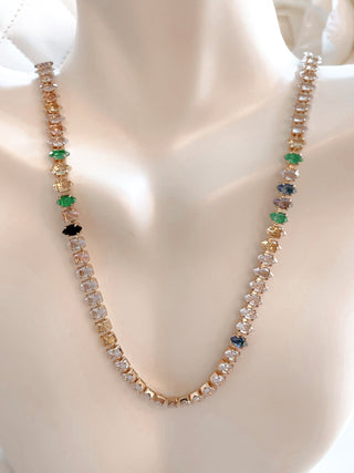 Celeste Rainbow Rhinestones Necklace.
