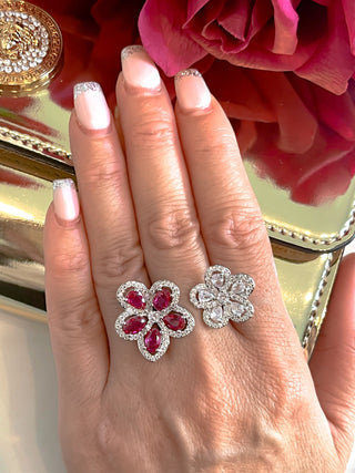 Rosie Double Flower Adjustable Ring.