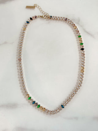 Celeste Rainbow Rhinestones Necklace.