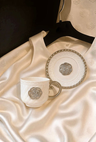 Camellia Haute Quilted Ceramic Tea/Coffee Cup Set of 2