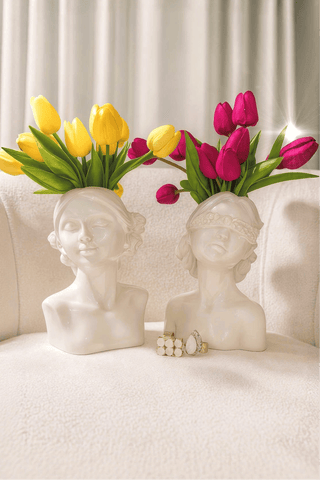 The "Rose & Ruby" Lady Ceramic Vase Set of 2 in a mansion or French chateau.
