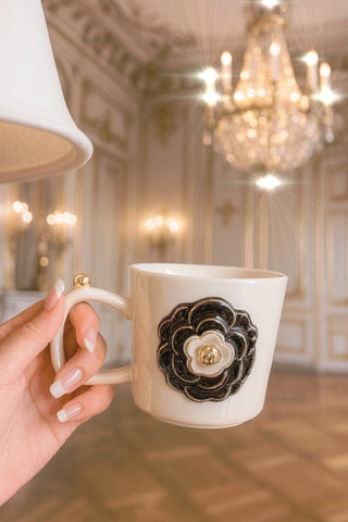 Château Camellia Ceramic Tea/Coffee Cup Set of 2 - White