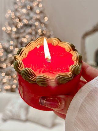 Merry Christmas Vintage Cake Candle