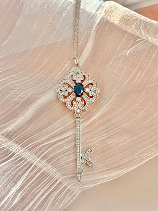 Scarlett Sapphire Key Rhinestone Necklace.