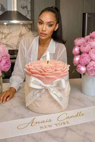 Lavish Rose Bouquet Candle in Pink - XXL