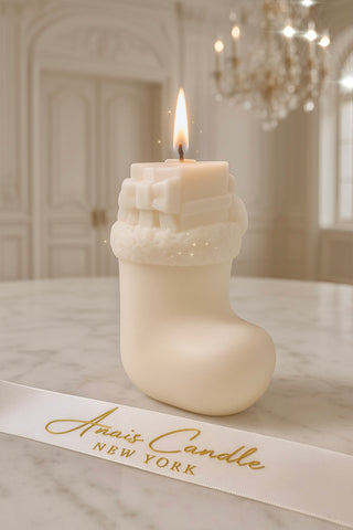Christmas Wonderland Candle Set of 4 in White- Snowman, Santa Stocking, Jingle Bell, Ornament