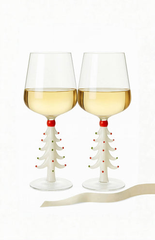 Juego de 2 copas de vino Merry Christmas en color blanco
