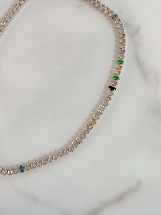 Celeste Rainbow Rhinestones Necklace.