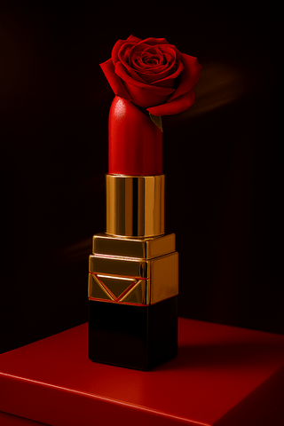 Luxe Rouge Lipstick Ceramic Vase XXL - Gold Electroplated