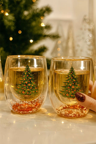 Juego de 2 vasos de cristal con forma de confeti navideño