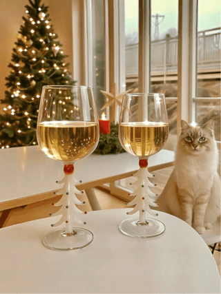 Juego de 2 copas de vino Merry Christmas en color blanco