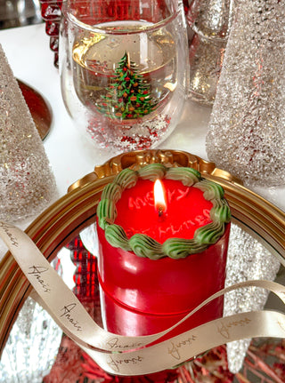 Merry Christmas Vintage Cake Candle