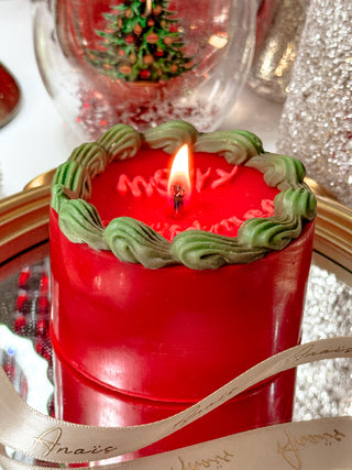 Merry Christmas Vintage Cake Candle