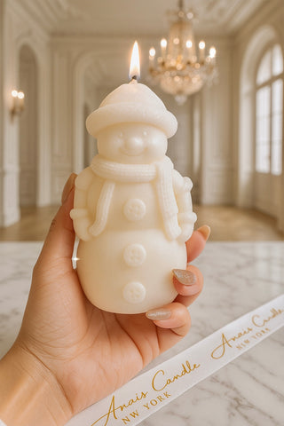 Christmas Wonderland Candle Set of 4 in White- Snowman, Santa Stocking, Jingle Bell, Ornament