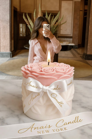 Lavish Rose Bouquet Candle in Pink - XXL
