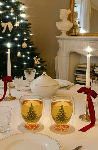 Christmas Confetti Glass Cup Set of 2 filled with Christmas egg nog.