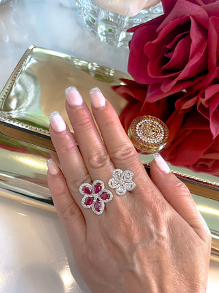 Rosie Double Flower Adjustable Ring.