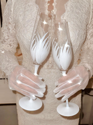 Feather Bliss Champagne Flute Set of 2 - Exclusive Design