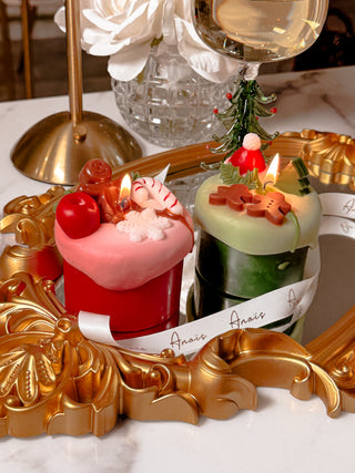 Holiday Gingerbread Man Cake Candle