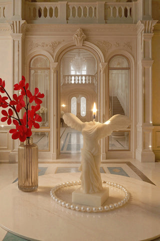 Winged Victory Candle in Sculpture White