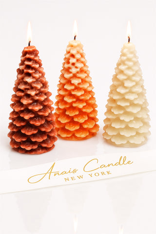 Flocked Christmas Tree Candle Set - Limited Edition