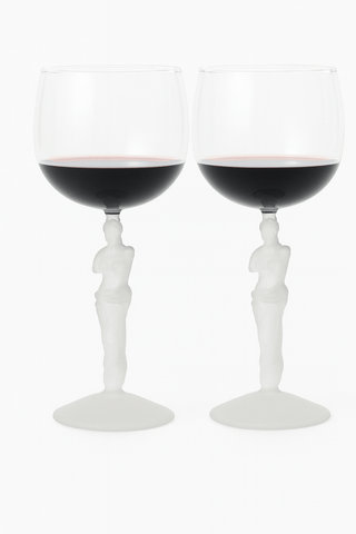 Juego de 2 copas de vino con escultura de la diosa Venus: exclusivas y hechas a mano