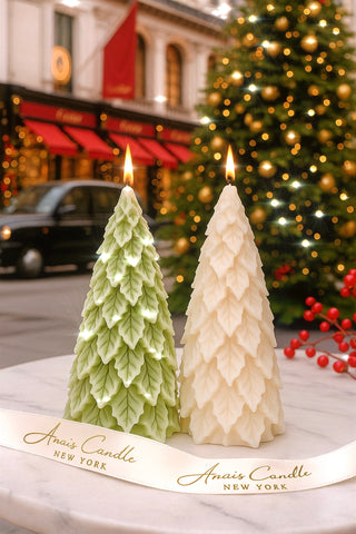 Snowy Pine Tree Candle Set