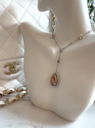 Arya Halo Pear Cut Rhinestone Necklace.