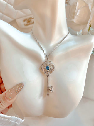 Scarlett Sapphire Key Rhinestone Necklace.