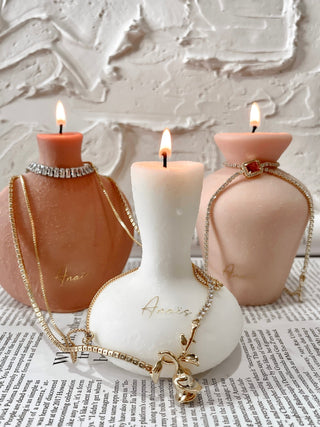 Organic Modern Ceramic Vase Shape Candle Set in Neutral Palette.