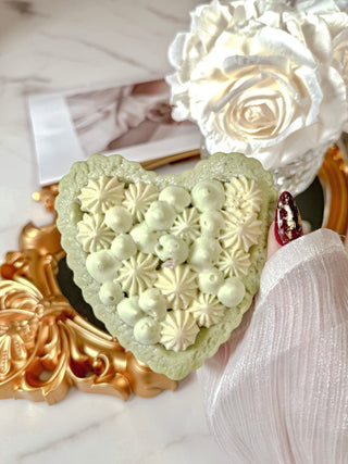 Heart-Shaped Green Tea & Cream Tart Candle.