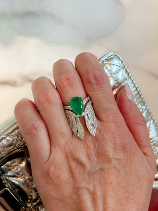 Emerald Wings Rhinestones Adjustable Ring.