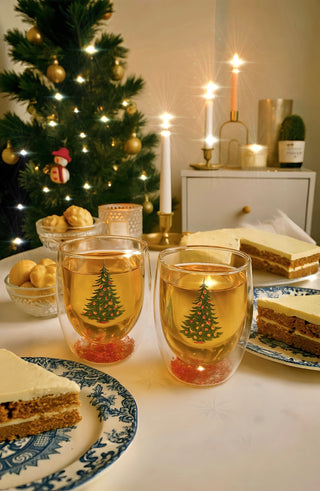 Juego de 2 vasos de cristal con forma de confeti navideño