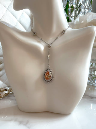 Arya Halo Pear Cut Rhinestone Necklace.