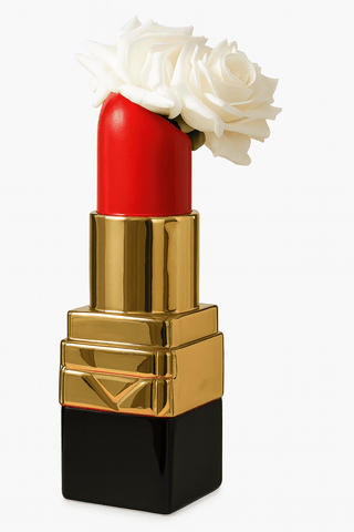 Luxe Rouge Lipstick Ceramic Vase XXL - Gold Electroplated