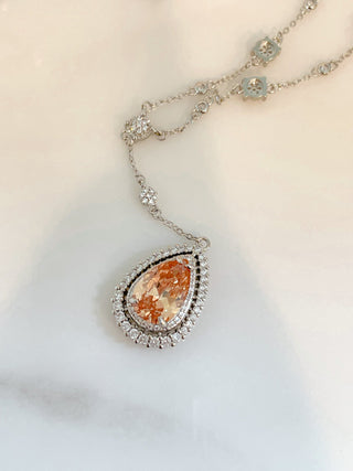 Arya Halo Pear Cut Rhinestone Necklace.