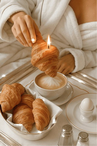 French Croissant Candle made with premium beeswax and all-natural soy wax.