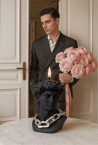 The Anaïs Man Candle in Ultra Black, handcrafted by Anaïs Candle.