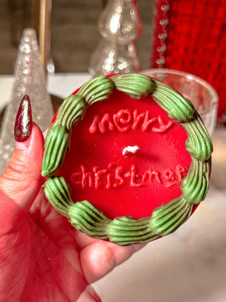 Merry Christmas Vintage Cake Candle