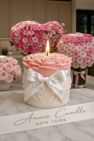 Lavish Rose Bouquet Candle in Pink - XXL