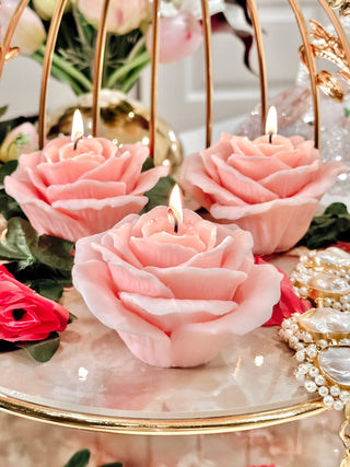 La France Rose Candle Set of 3.