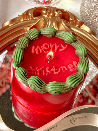 Merry Christmas Vintage Cake Candle