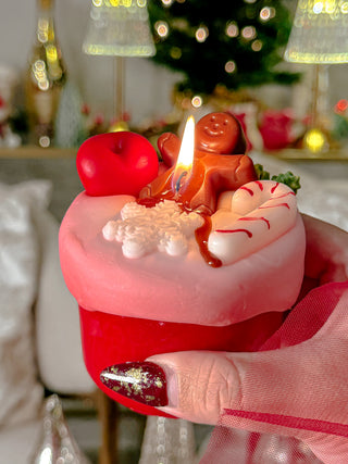 Holiday Gingerbread Man Cake Candle