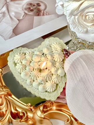 Heart-Shaped Green Tea & Cream Tart Candle.