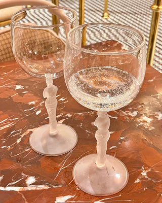 Venus Goddess Sculpture Wine Flute Set of 2 - Handcrafted
