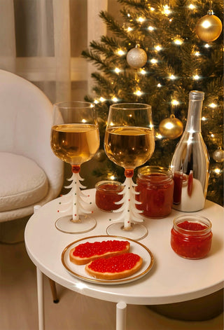 Juego de 2 copas de vino Merry Christmas en color blanco