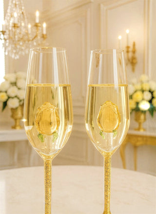 Golden La Vie En Rose Champagne Glass Set of 2™️
