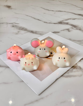 Little Zoo Candle Set of 4 - Hand Painted